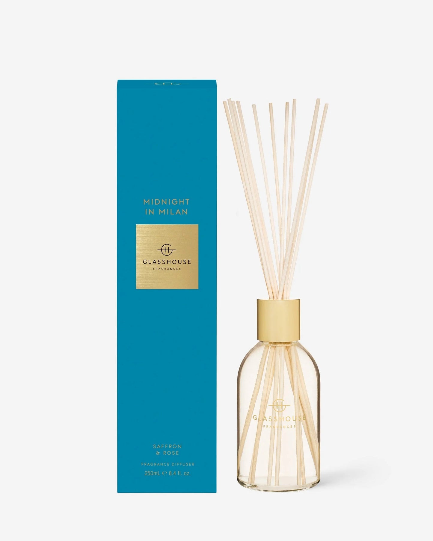 Glasshouse Fragrances - Midnight in Milan Candle | Saffron & Rose - fragrance diffuser