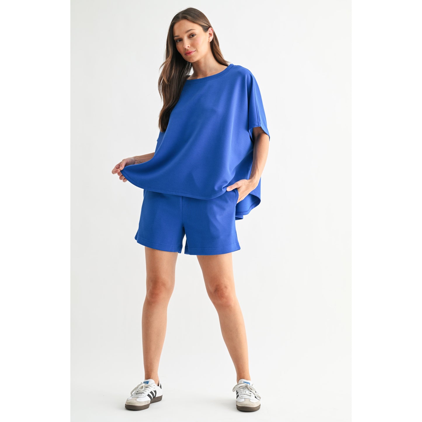 Luxe Sand Wash Rib Dolman Top 5857 / 5418 – Dark Indigo