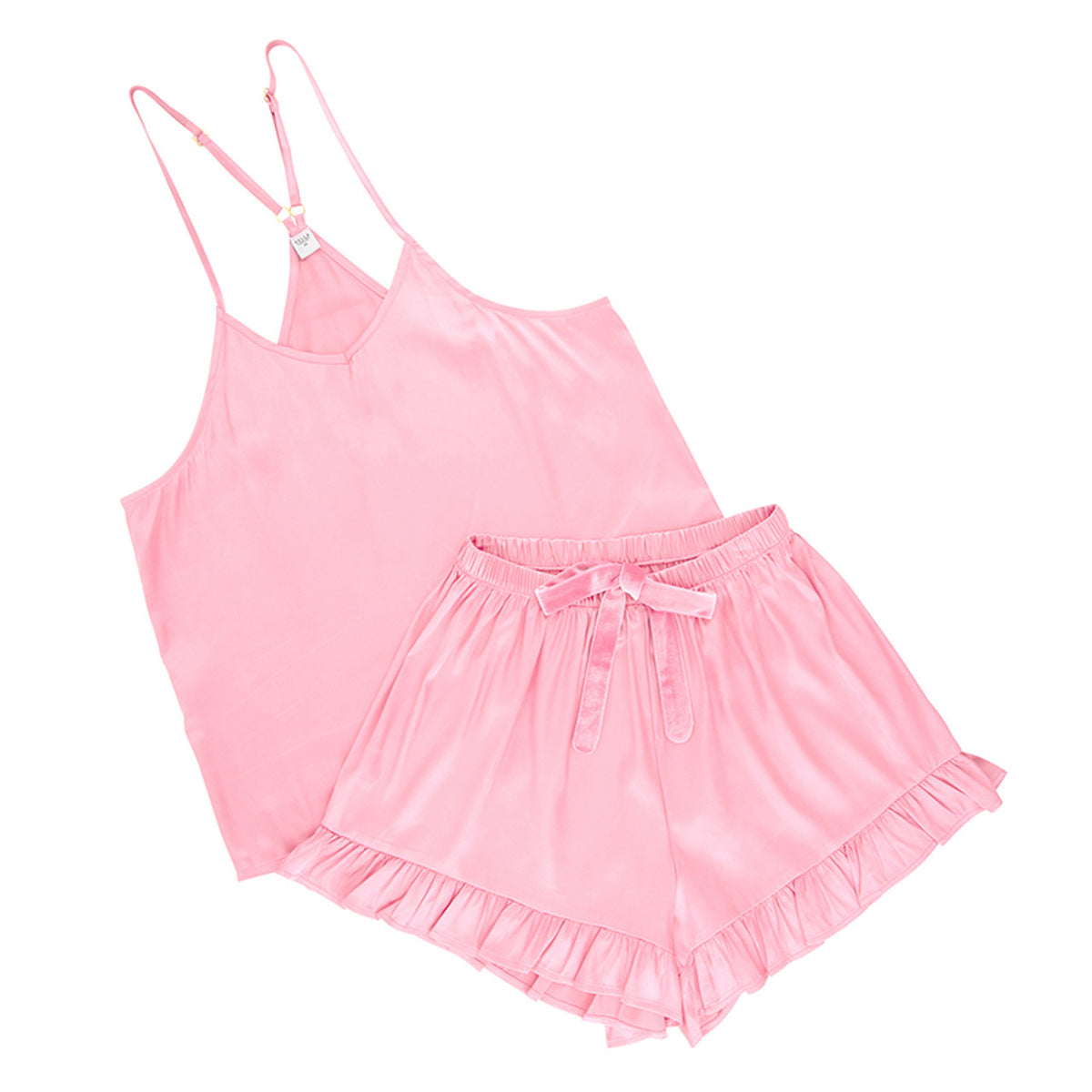 Bella - Cami + Velvet Ruffled Short 0744 - Pink