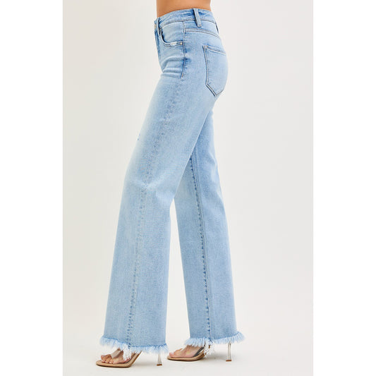 Risen - Tummy Control, High Rise, Long Straight Jeans 1108 - Light