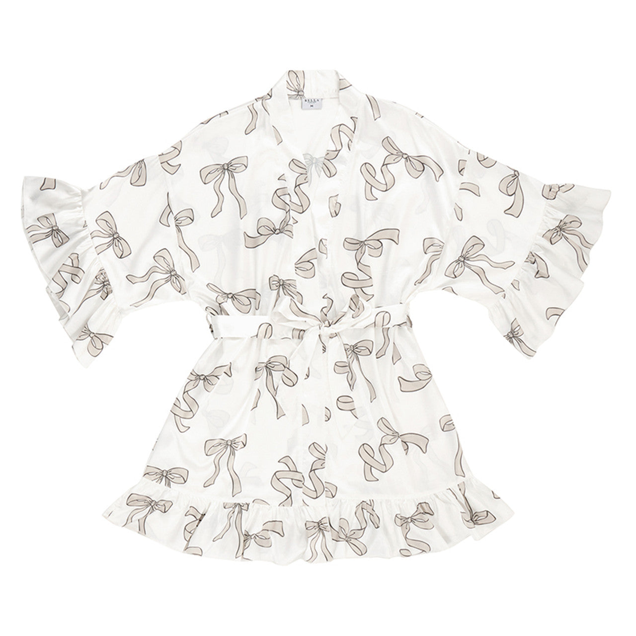 Bella - Ruffled Satin Robe 0672 - Flax Bows