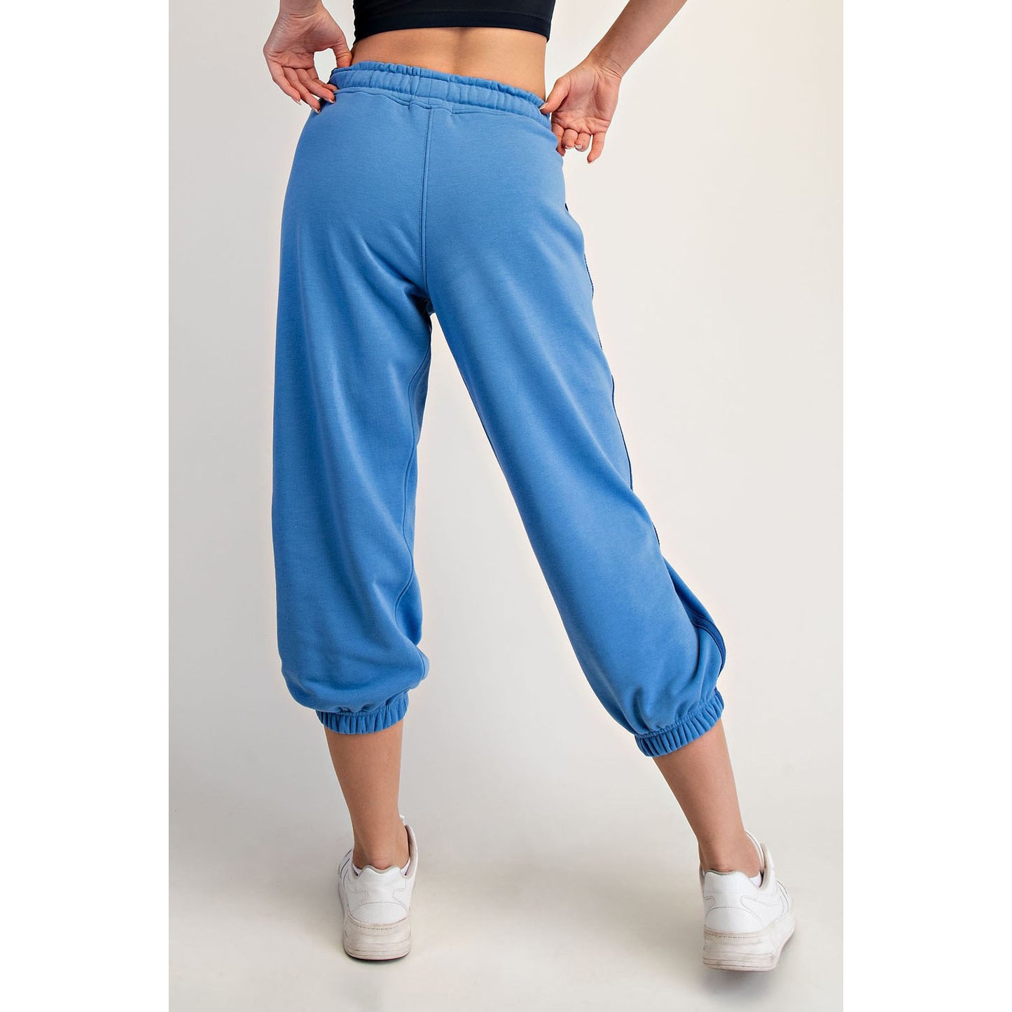 Rae Mode - French Terry Bubbled Half Sleeve Top & Cropped Jogger Pants Set 0111/6459 - Aqua Splash