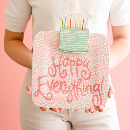 Coton Colors - Small Dot Happy Everything, Mini Square Platter - Pink