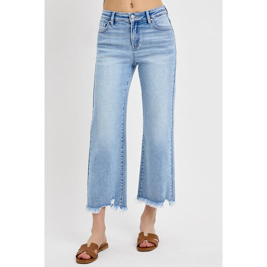 Risen - Mid Rise, Crop Straight Jeans 1137 - Light