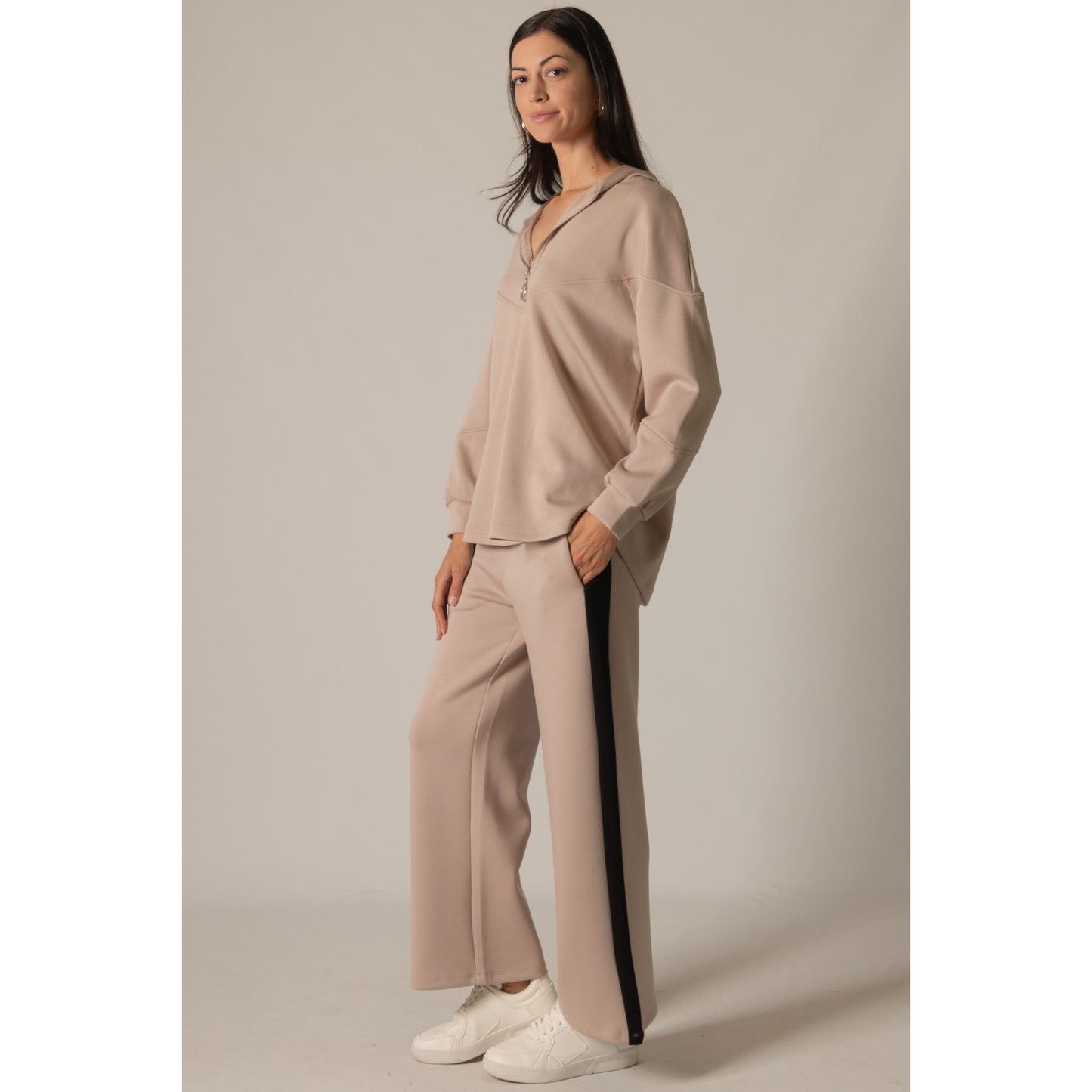 BYC - Butter Modal Side Stripe Wide Leg Pants 0028 - Taupe