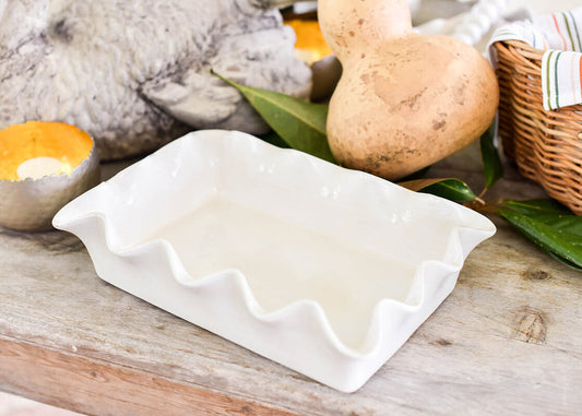 Coton Colors - Signature Ruffle, 9”x13” Casserole Dish - White.-