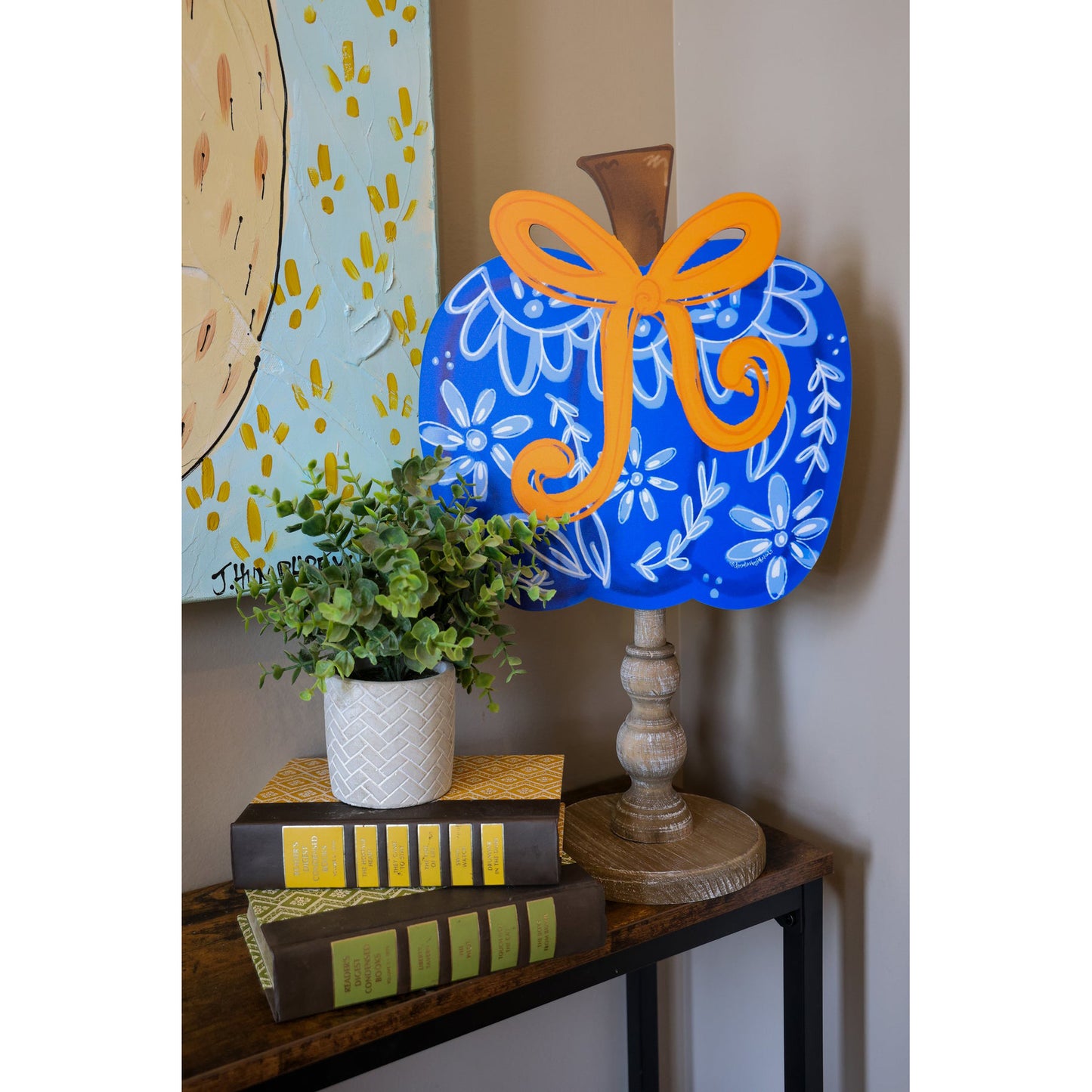 DbR - Blue Chinoiserie, Bow, Pumpkin Attachment