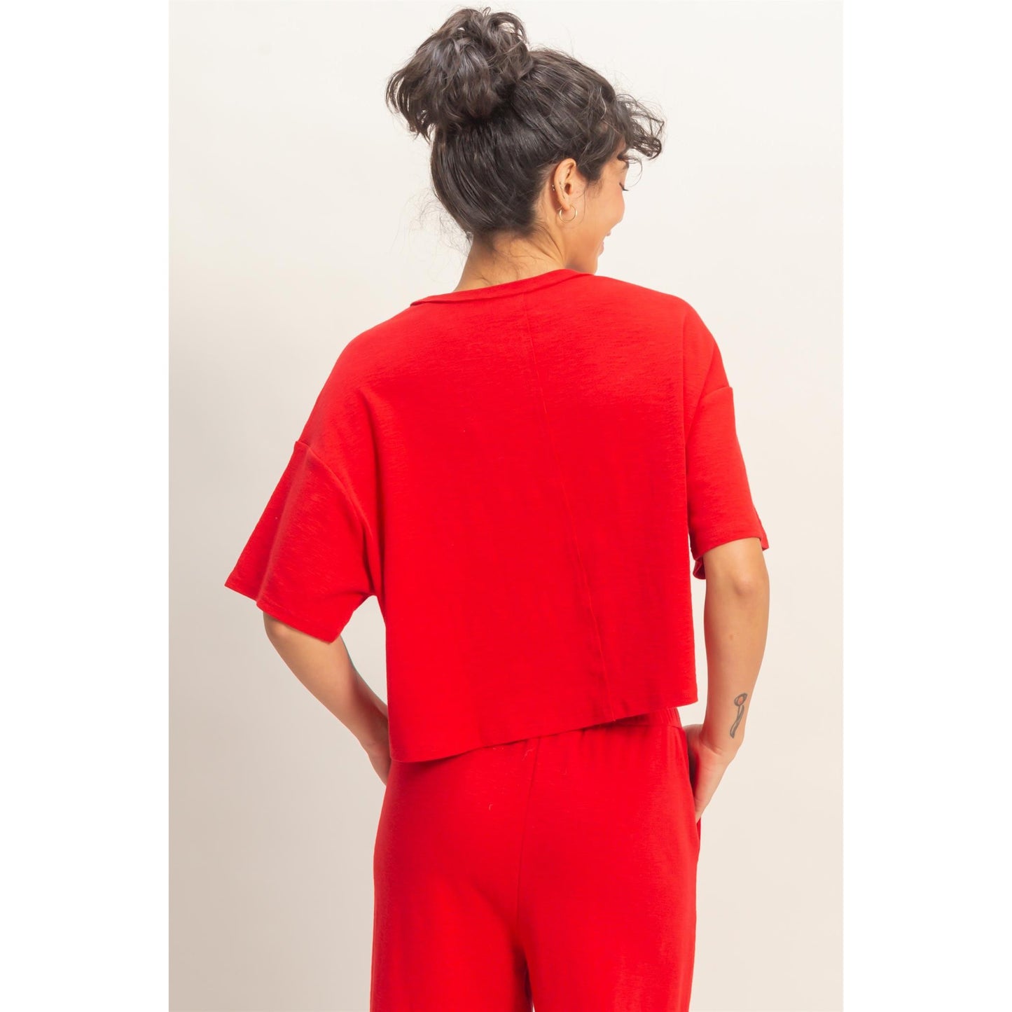 DZ - Exposed Seam, Boxy Top & Pants Set 024/091 - Red