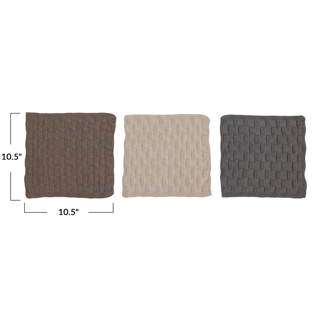 CC - Cotton Blend Dish Towels w/ Weave Pattern, 3 Colors, Set of 3