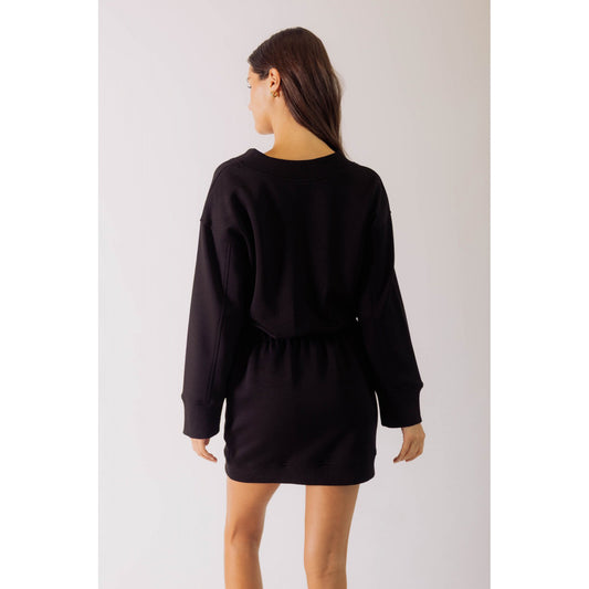 BYC - P.Cill, Butter Modal, V-Neck, Ribbed Mini Dress 0539 - Black