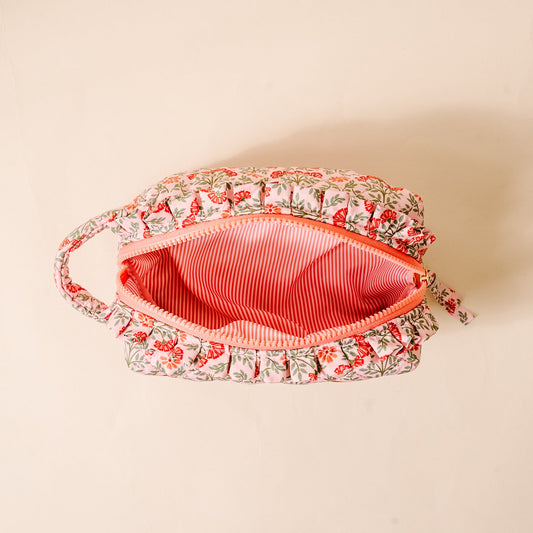 DE - Essentials Quilted Cosmetic Pouch - Everbloom Dusty Rose.