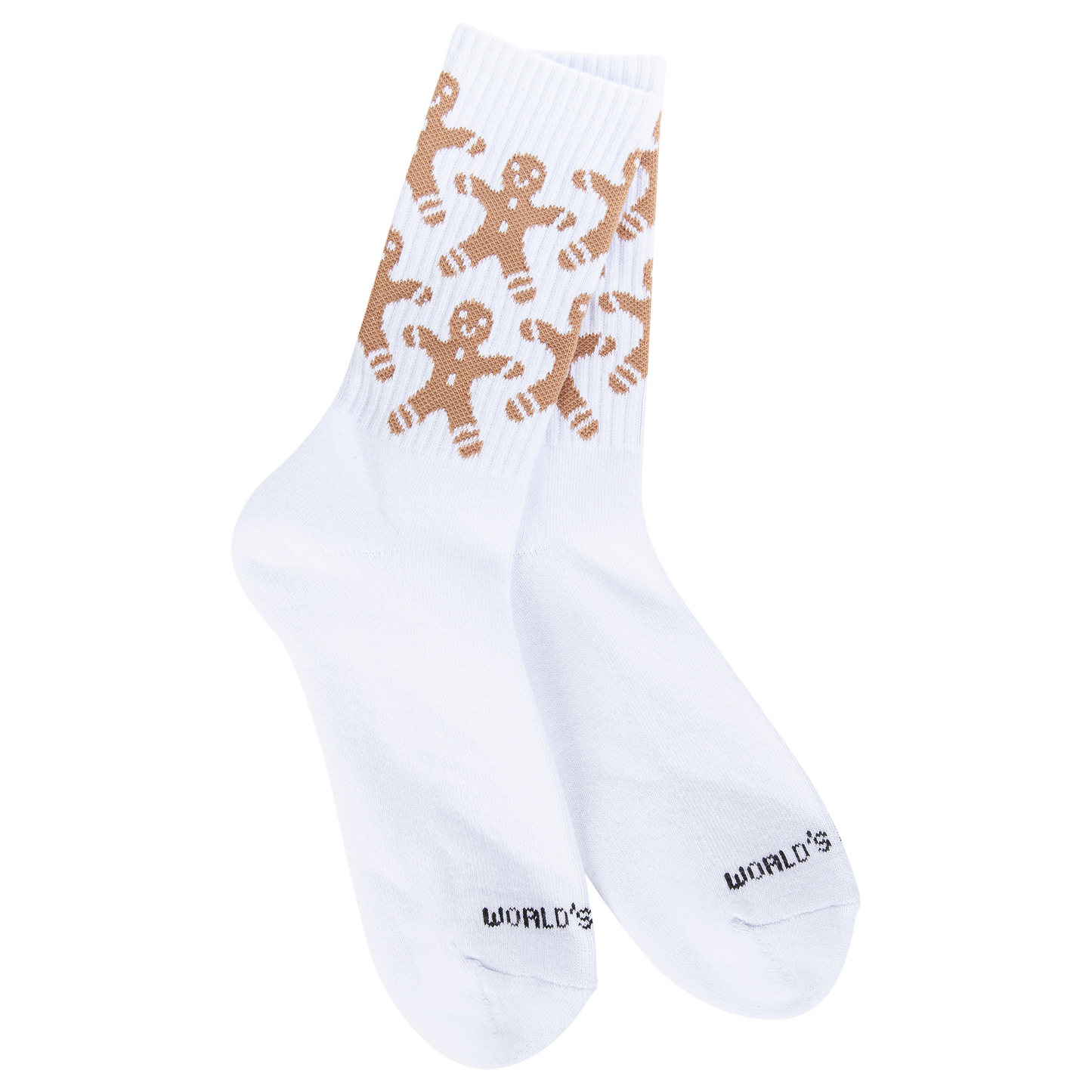 World Softest Socks - Gingerbread Men - Sport Mini Crew - White-