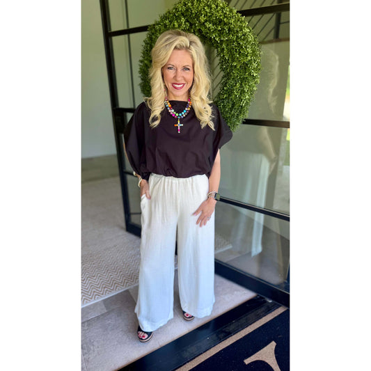 Ivory P. Cill Linen, Wide Leg Pants 0119
