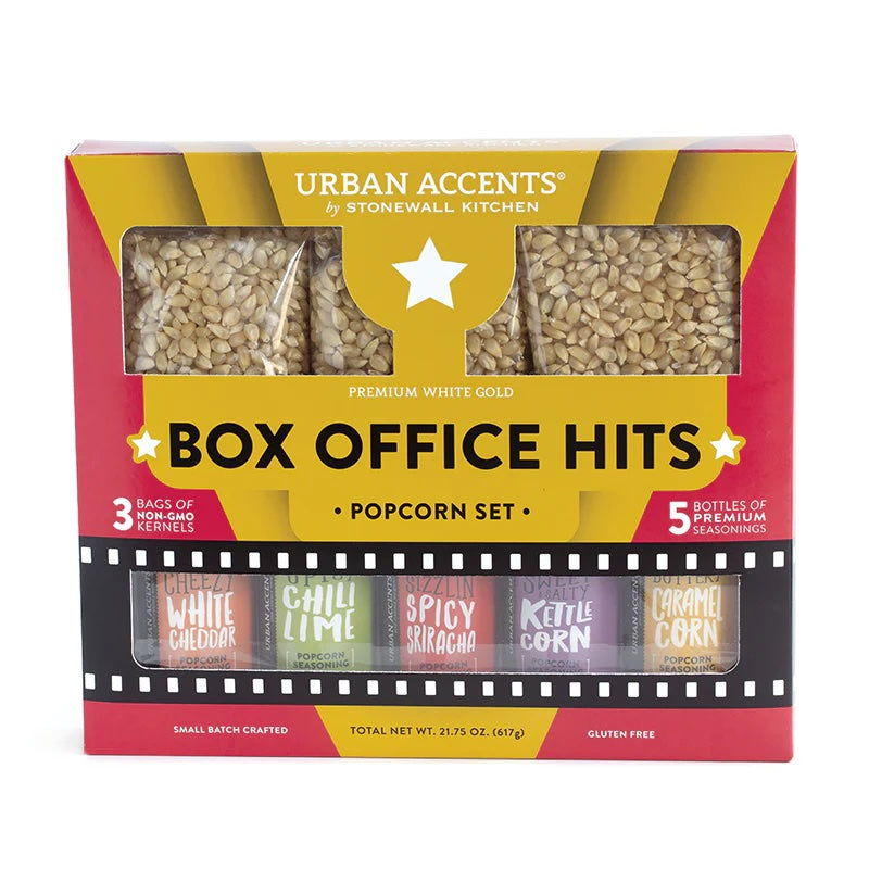 Urban Accents Box Office Hits Popcorn Kernels and Popcorn Seasoning Variety Pack (Set of 8)