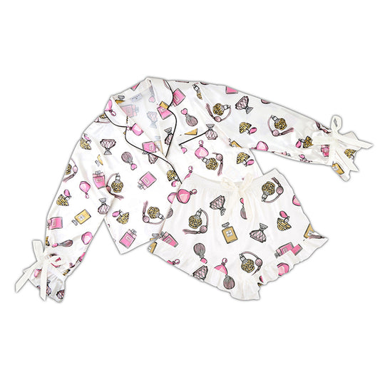 Bella - Cropped PJ Set + Velvet Ties 0741 - Perfume Bottles