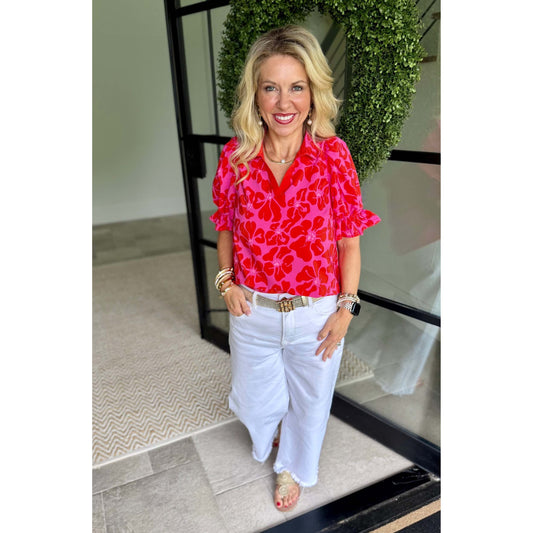 Jessica Top – Garden Samba Pink Floral - SALE was $54.95
