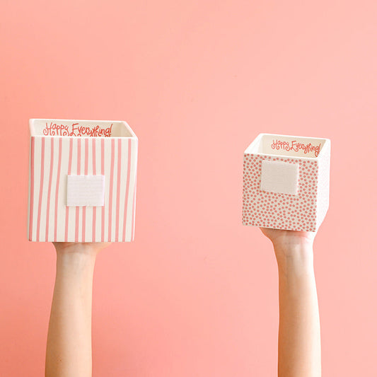 COTON COLORS - Medium Nesting Cube - Skinny Stripe Pink