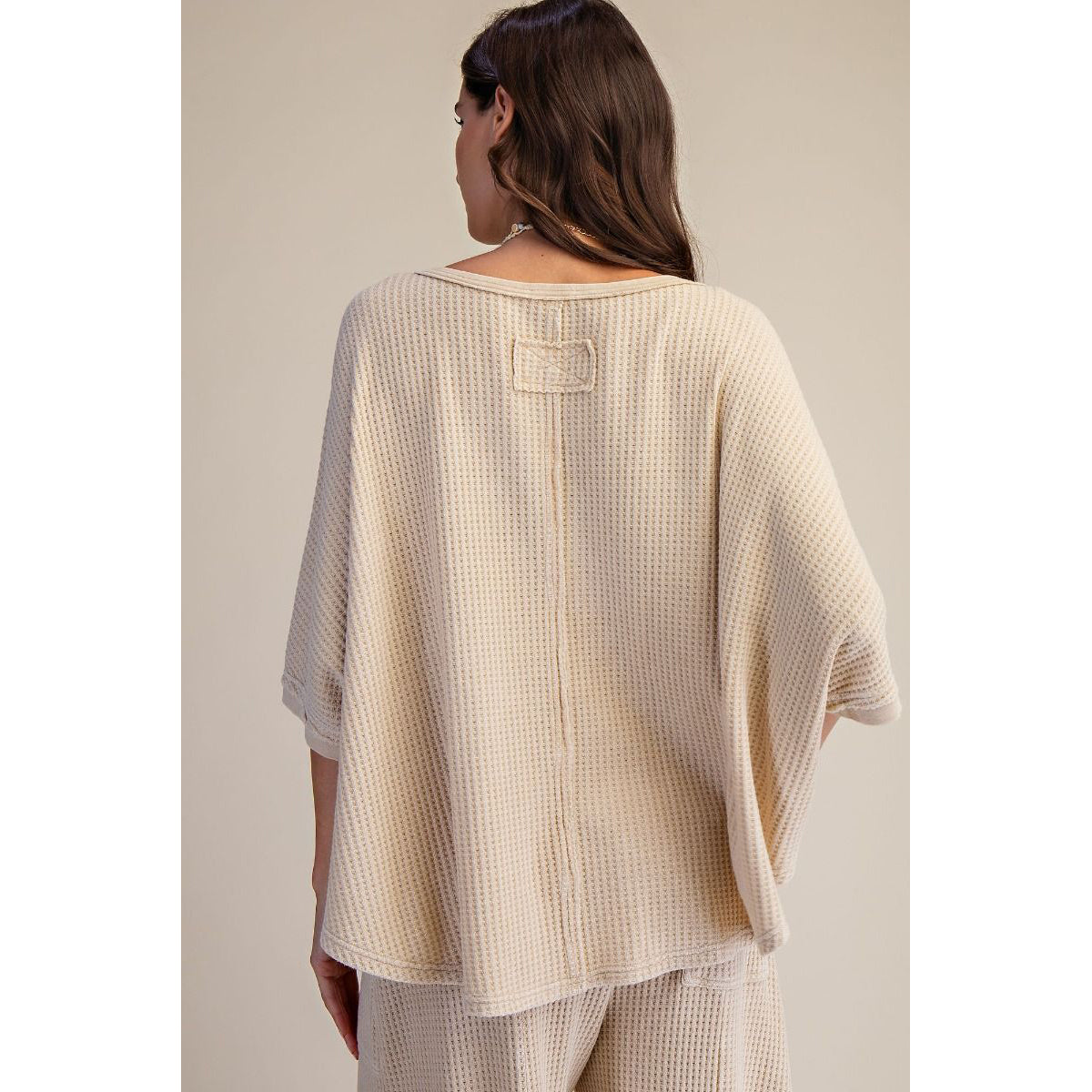 Easel - Crochet Patch, Detail Thermal Top & Pants Set 7947 / 7003 - Khaki