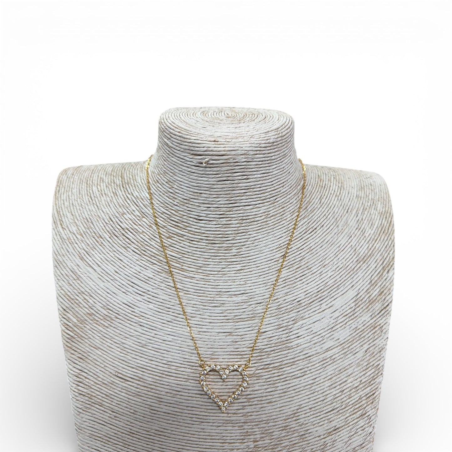 JP - Swarovski Crystal, Open Heart Necklace - Gold