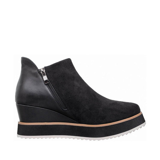 Antelope - Q84 - Imani - Suede Wedge Ankle Booties Elastic Side Panel - Black Suede - SALE