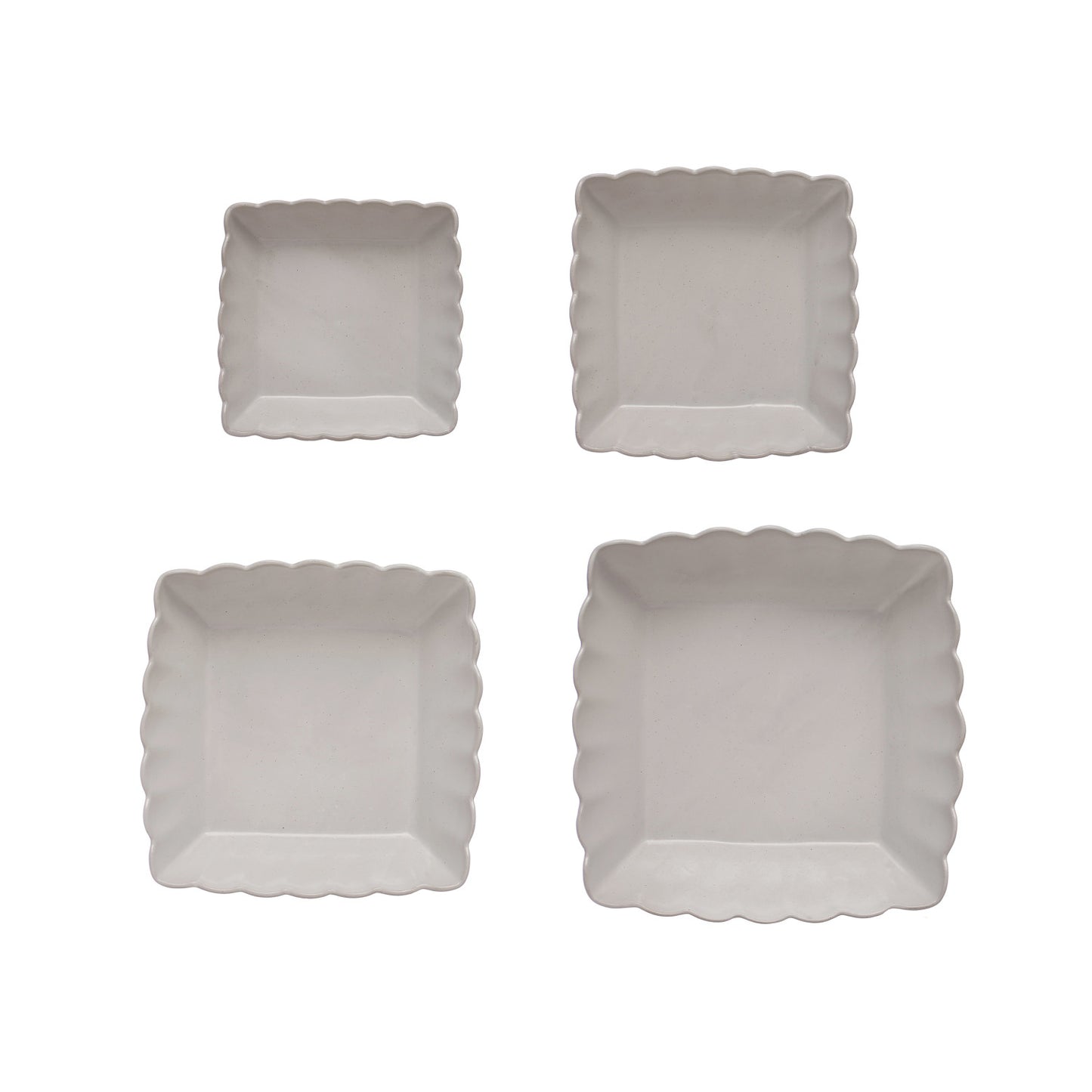 CC - Stoneware Serving Dishes w/ Scalloped Edge, Matte White, Set of 4