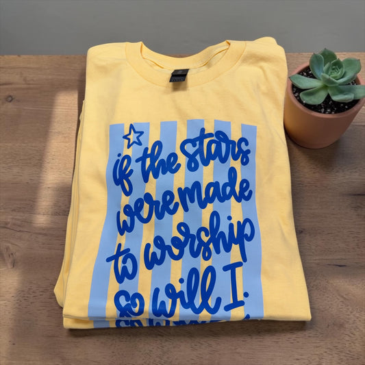 If the Stars Were Made to Worship Tee – Butter Yellow Comfort Colors Graphic T-Shirt