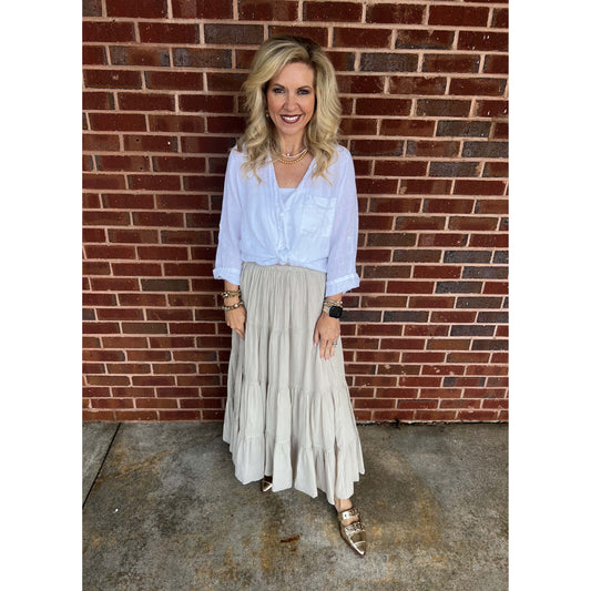 MM - Linen, Front Tie, Button Top 2240