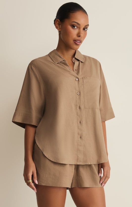 Z-Supply - Expedition Linen Button Up Top - Taro