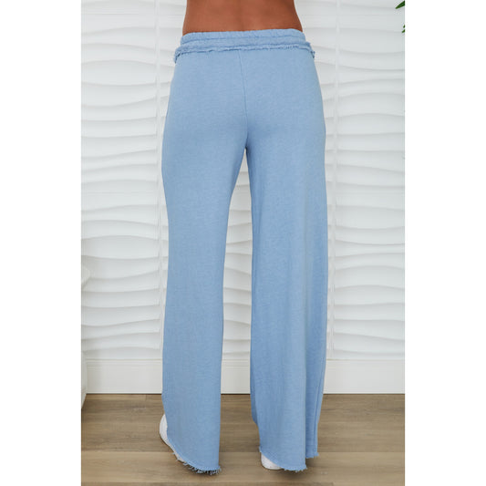 Milio Milano Raw Edge Wide Leg Sweatpants – Denim Blue