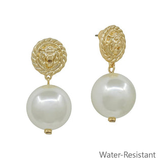 Water Resistant 1.5" 14MM Coin Pearl Stud Earring
