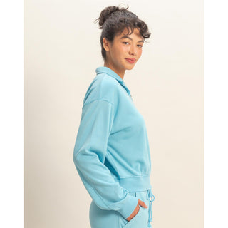 Sky Blue Lounge Set – Half Zip Pullover & Drawstring Shorts Set 258 / 328