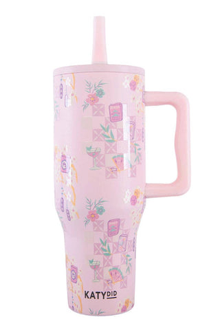 Mahjong Pieces, Flip straw, Tumbler Cup - 40oz - Light Pink