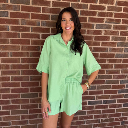 Z-Supply - Expedition Linen Button Up Top - Pistachio