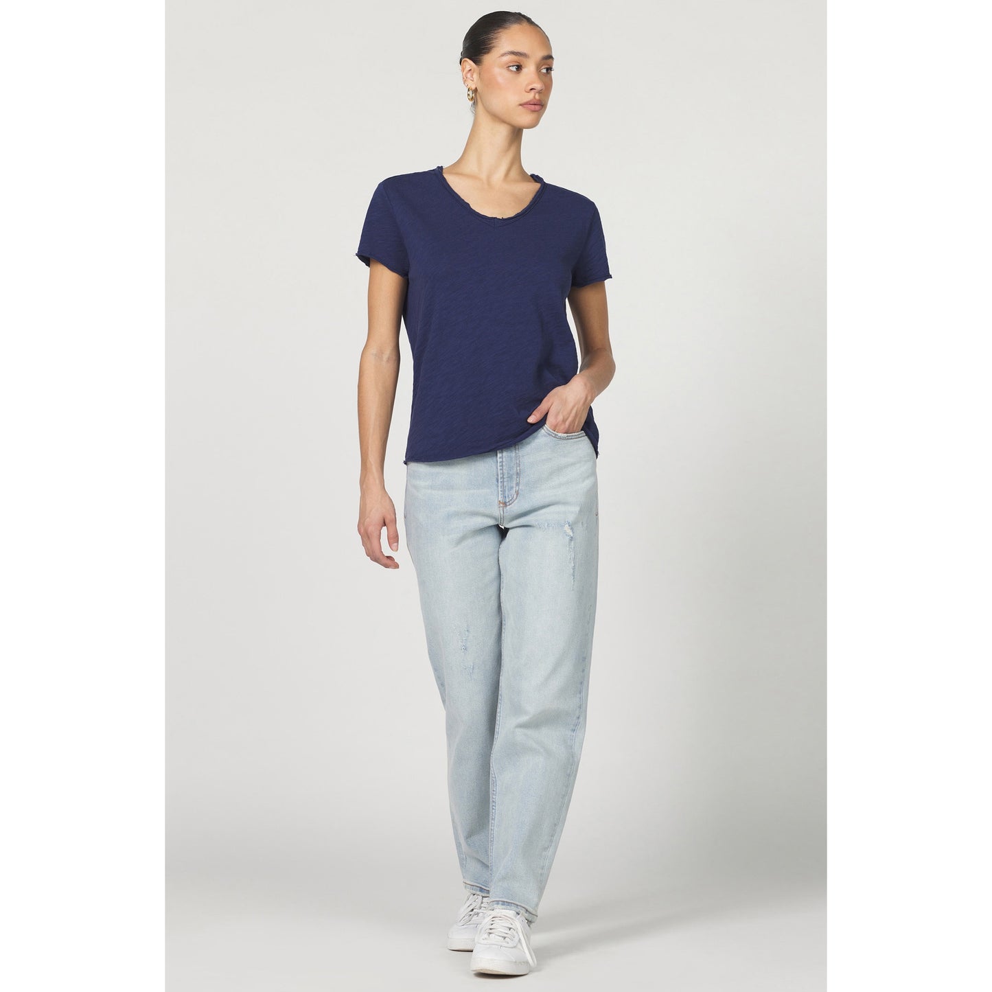 Dear John - Vanya Slub V-Neck Top – Black Iris