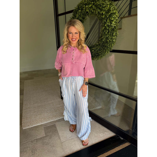 Easel - Mineral Washed, Oversized Terry Henley Top 1948 - Orchid Pink