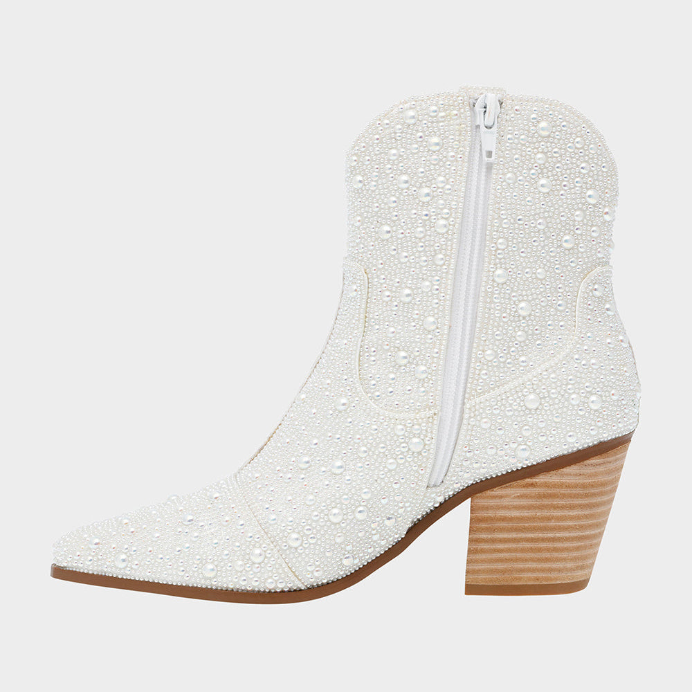 Betsey Johnson Women's diva Ankle Boot, Pearl-