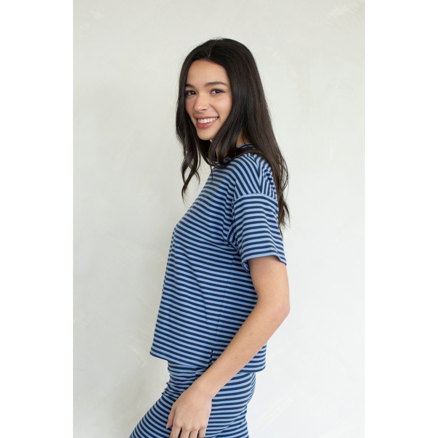 Skylar Striped Tee & Flare Pants Set 4470 / 4471 - Navy