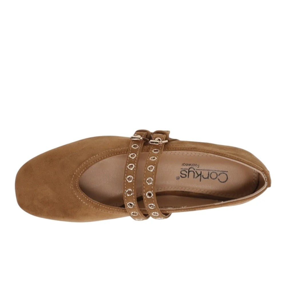 Corkys Footwear -  All Eyes On Me, Faux Suede Mary Jane Flats Shoe - Camel