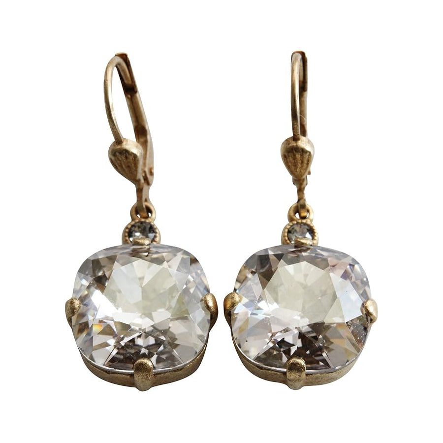 Catherine Popesco - Gold, Rhinestone Earrings 6556