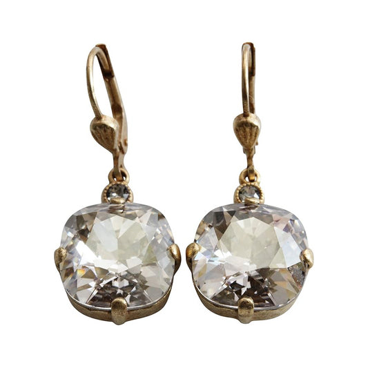 Catherine Popesco - Gold, Rhinestone Earrings 6556