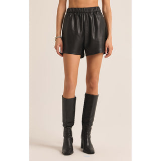 Z Supply - Tia, Faux Leather Shorts 3912 - Black - SALE