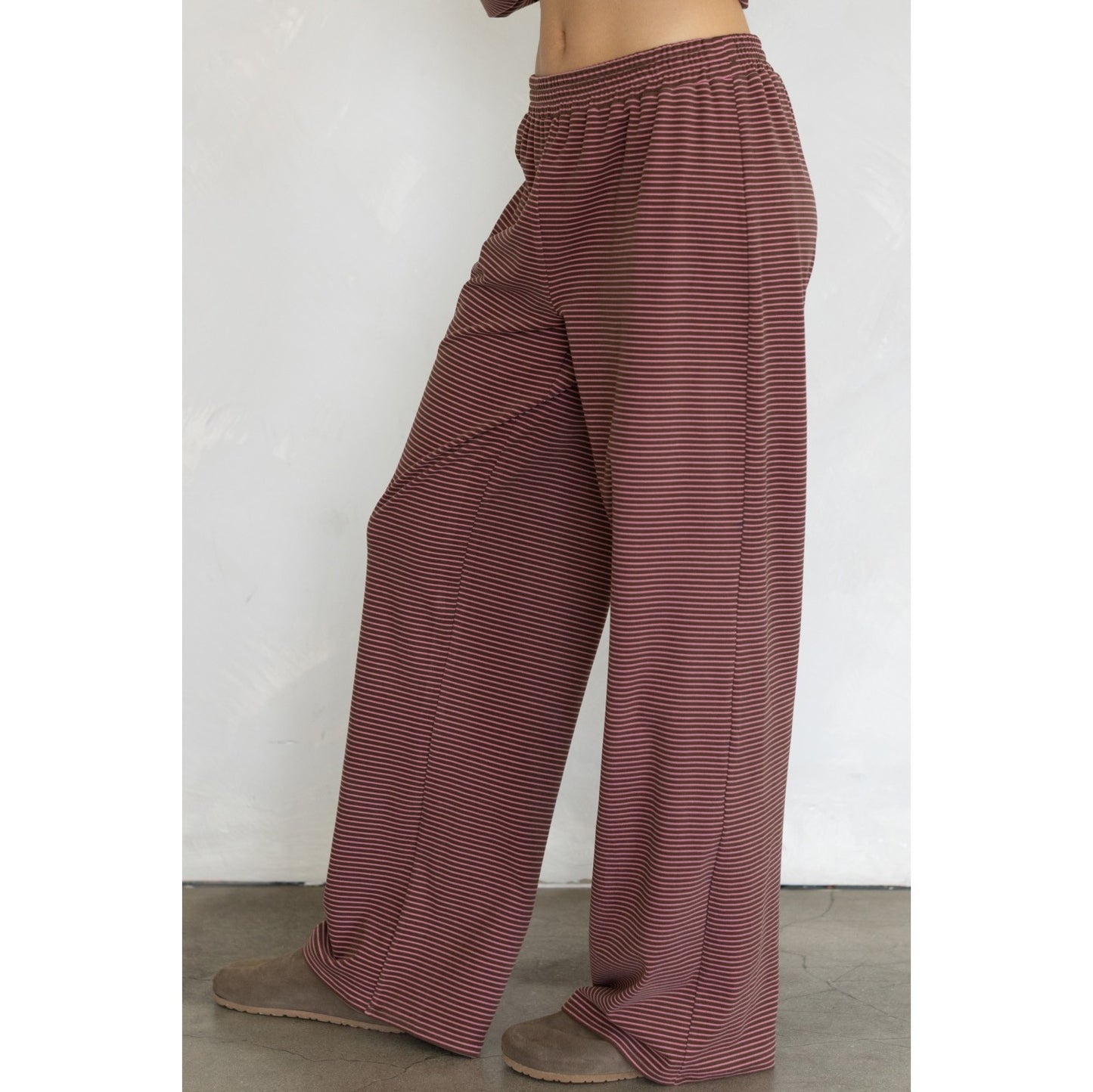 Striped Fleece Top & Levi Pants Set 4182 / 4183 - Brown-Pink