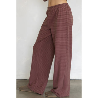 Striped Fleece Top & Levi Pants Set 4182 / 4183 - Brown-Pink