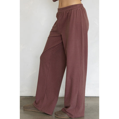 Striped Fleece Top & Levi Pants Set 4182 / 4183 - Brown-Pink