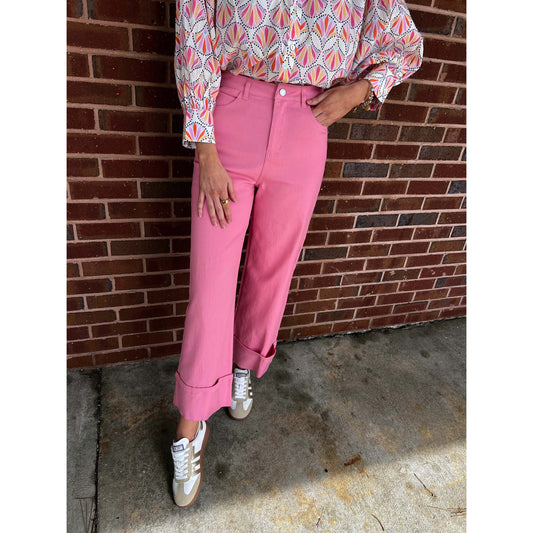 ENTRO -  Mid Rise, Ankle Pants 7856 - pink -*