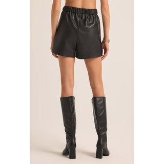 Z Supply - Tia, Faux Leather Shorts 3912 - Black