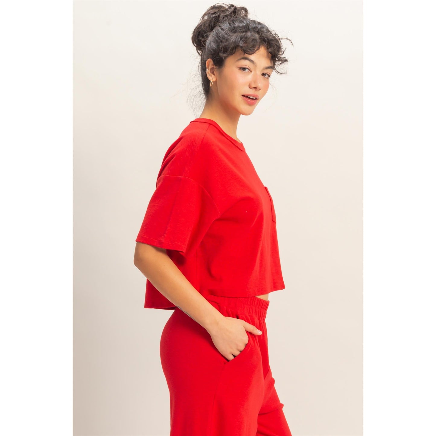 DZ - Exposed Seam, Boxy Top & Pants Set 024/091 - Red