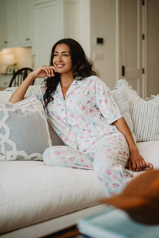 Mahjong Pieces Pajama Pants Set - Mint