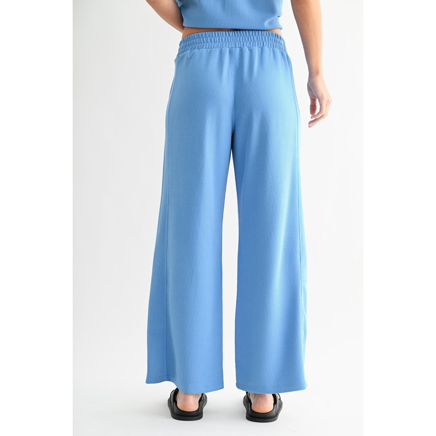 Luxe Sand Wash Rib Lounge Tee & Wide Leg Pant Set 5626 / 5378 – Denim Drift