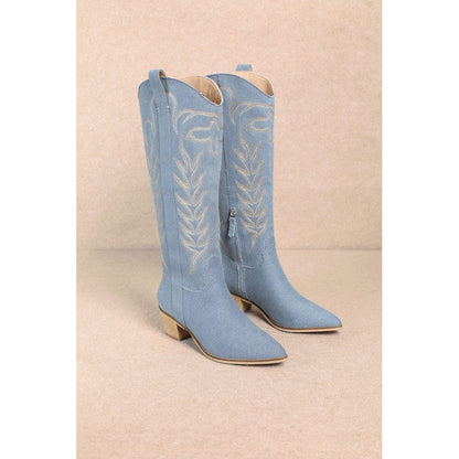 Mi.iM - Inlay Western Boots - Denim